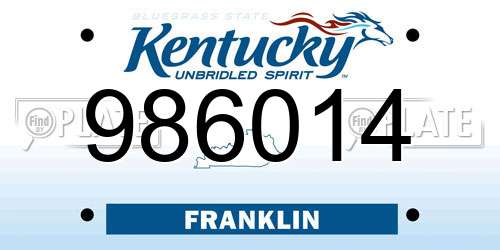 986014 Kentucky License Plate
