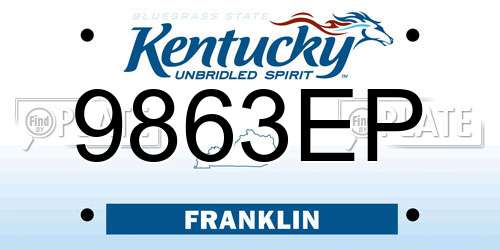 9863EP Kentucky License Plate