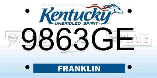 9863GE Kentucky License Plate