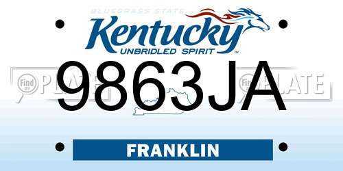 9863JA Kentucky License Plate