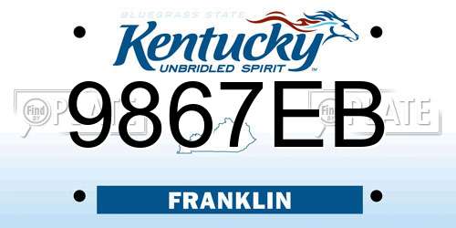 9867EB Kentucky License Plate