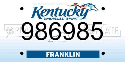986985 Kentucky License Plate