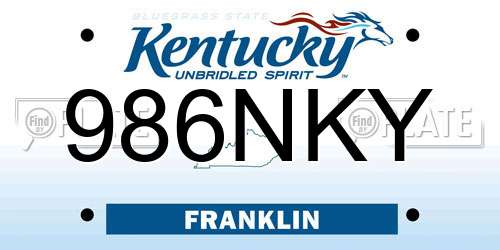 986NKY Kentucky License Plate