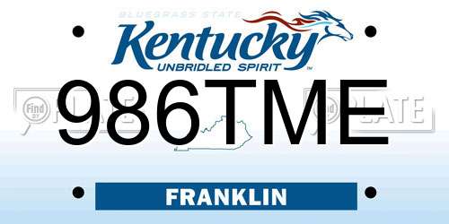 986TME Kentucky License Plate