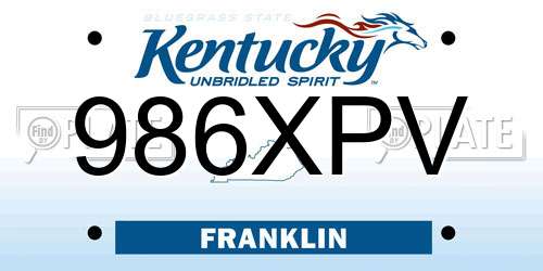 986XPV Kentucky License Plate