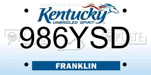 986YSD Kentucky License Plate