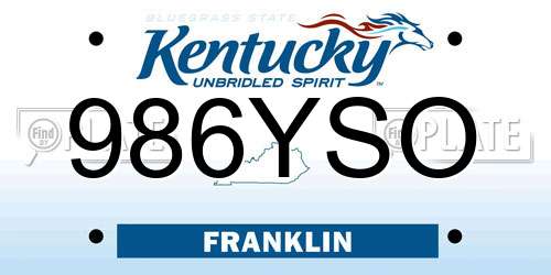 986YSO Kentucky License Plate