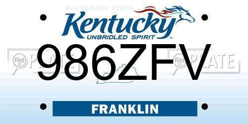 986ZFV Kentucky License Plate