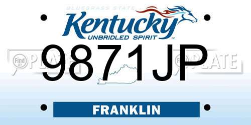 9871JP Kentucky License Plate