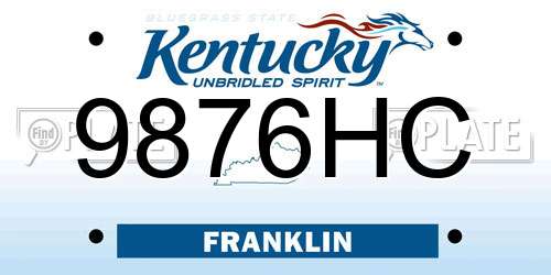9876HC Kentucky License Plate