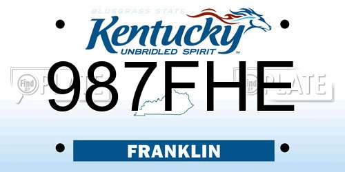 987FHE Kentucky License Plate