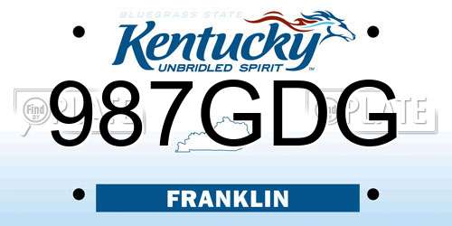 987GDG Kentucky License Plate