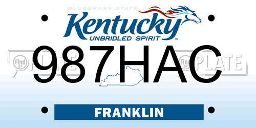 987HAC Kentucky License Plate