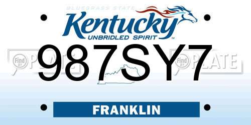 987SY7 Kentucky License Plate