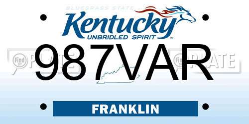 987VAR Kentucky License Plate