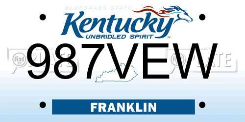 987VEW Kentucky License Plate