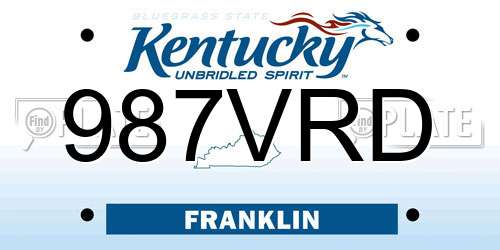 987VRD Kentucky License Plate