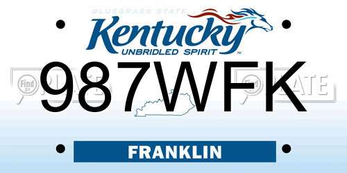 987WFK Kentucky License Plate