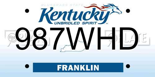 987WHD Kentucky License Plate
