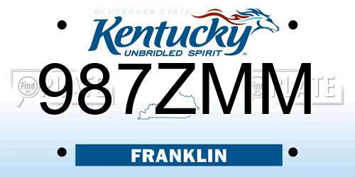987ZMM Kentucky License Plate