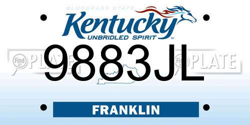 9883JL Kentucky License Plate
