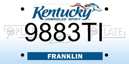 9883TI Kentucky License Plate