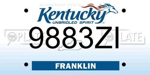 9883ZI Kentucky License Plate
