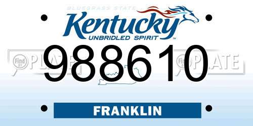 988610 Kentucky License Plate