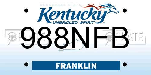 988NFB Kentucky License Plate