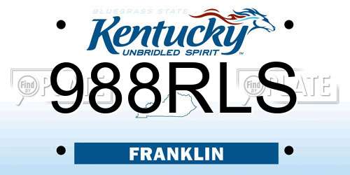 988RLS Kentucky License Plate