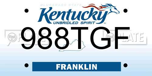 988TGF Kentucky License Plate