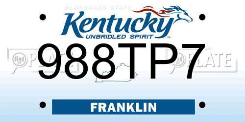 988TP7 Kentucky License Plate