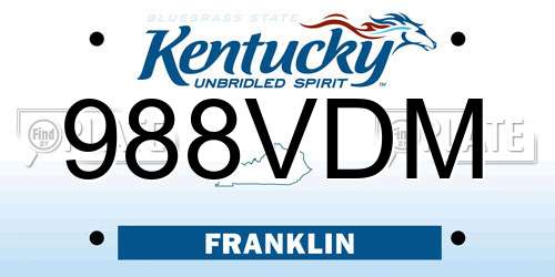 988VDM Kentucky License Plate