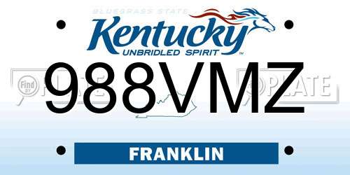 988VMZ Kentucky License Plate