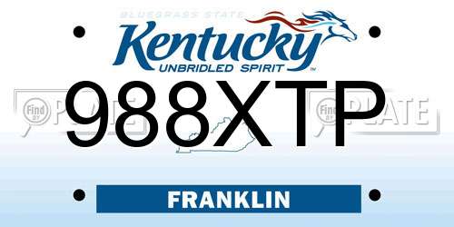 988XTP Kentucky License Plate