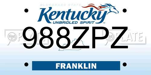 988ZPZ Kentucky License Plate