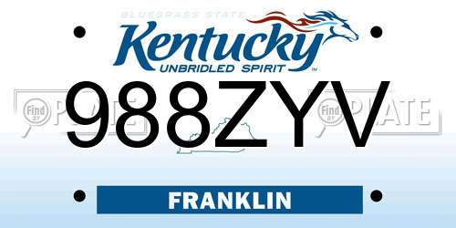 988ZYV Kentucky License Plate