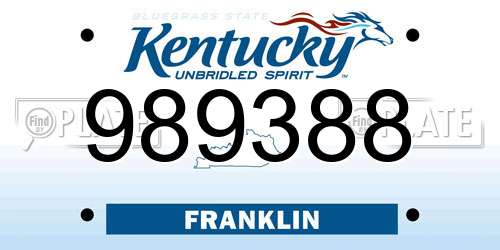 989388 Kentucky License Plate