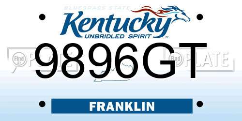 9896GT Kentucky License Plate