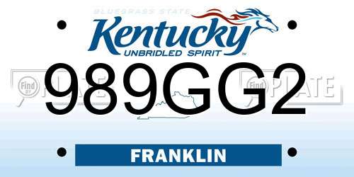989GG2 Kentucky License Plate
