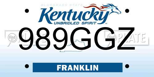989GGZ Kentucky License Plate