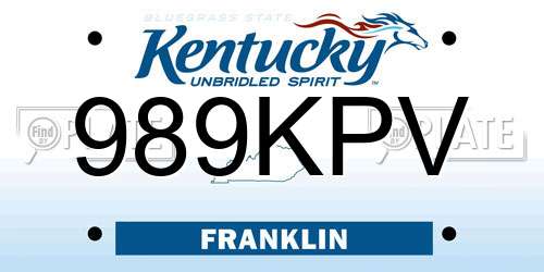 989KPV Kentucky License Plate