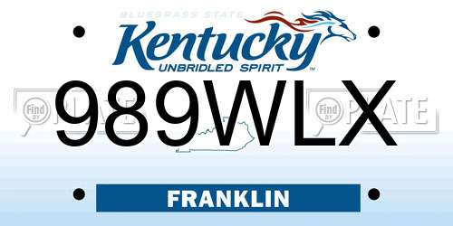 989WLX Kentucky License Plate