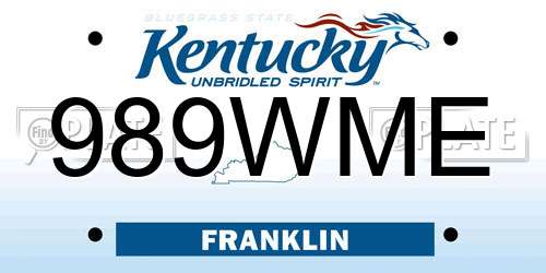989WME Kentucky License Plate