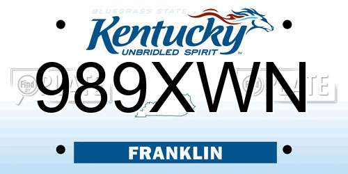 989XWN Kentucky License Plate
