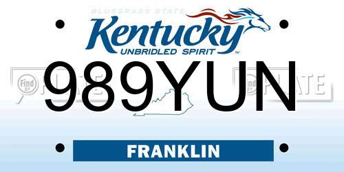 989YUN Kentucky License Plate