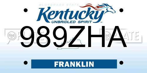 989ZHA Kentucky License Plate