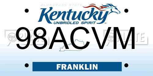 98ACVM Kentucky License Plate