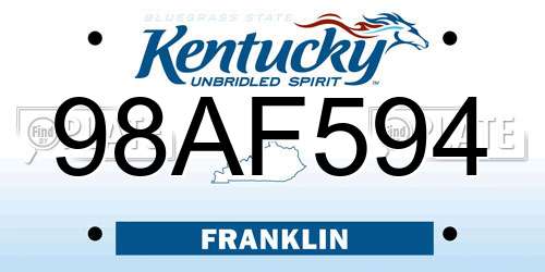 98AF594 Kentucky License Plate