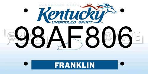 98AF806 Kentucky License Plate